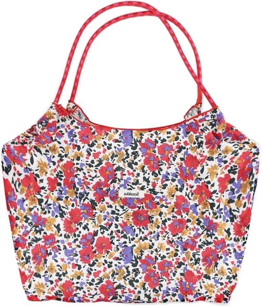 Shopper Tas - Draagtas Vrouwen - Dagelijks Gebruik - Bloemenpatroon - 35.5 x 30 x 6 cm - Kleurrijk