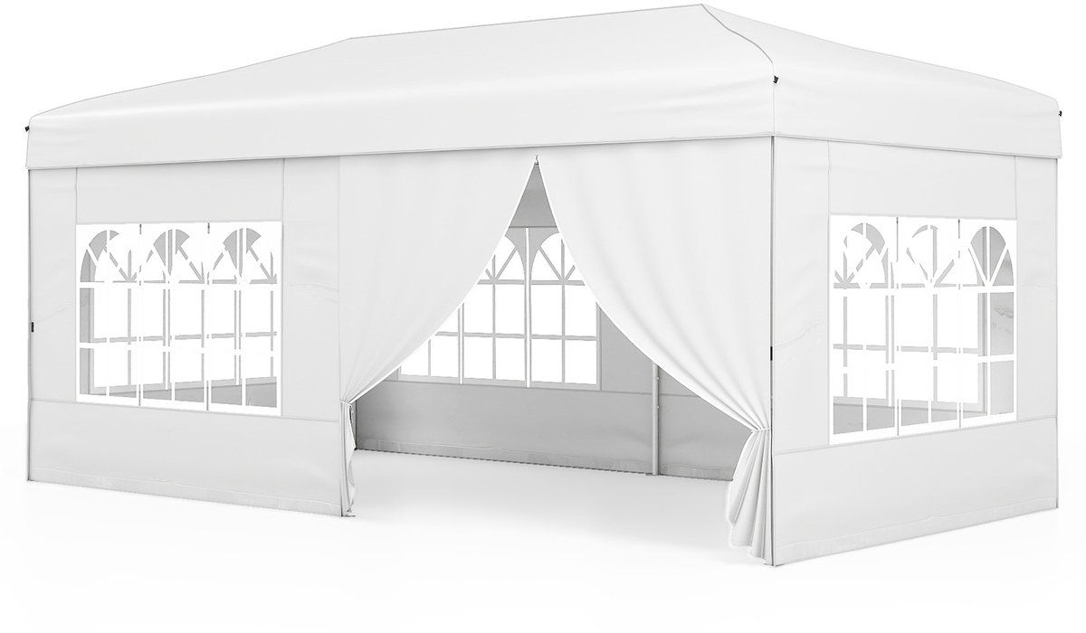 SureDeal® - Partytent - Paviljoen Pop Vouwpaviljoen - Metalen Zijwanden - Zandzakken - 300x600x250 cm - Wit