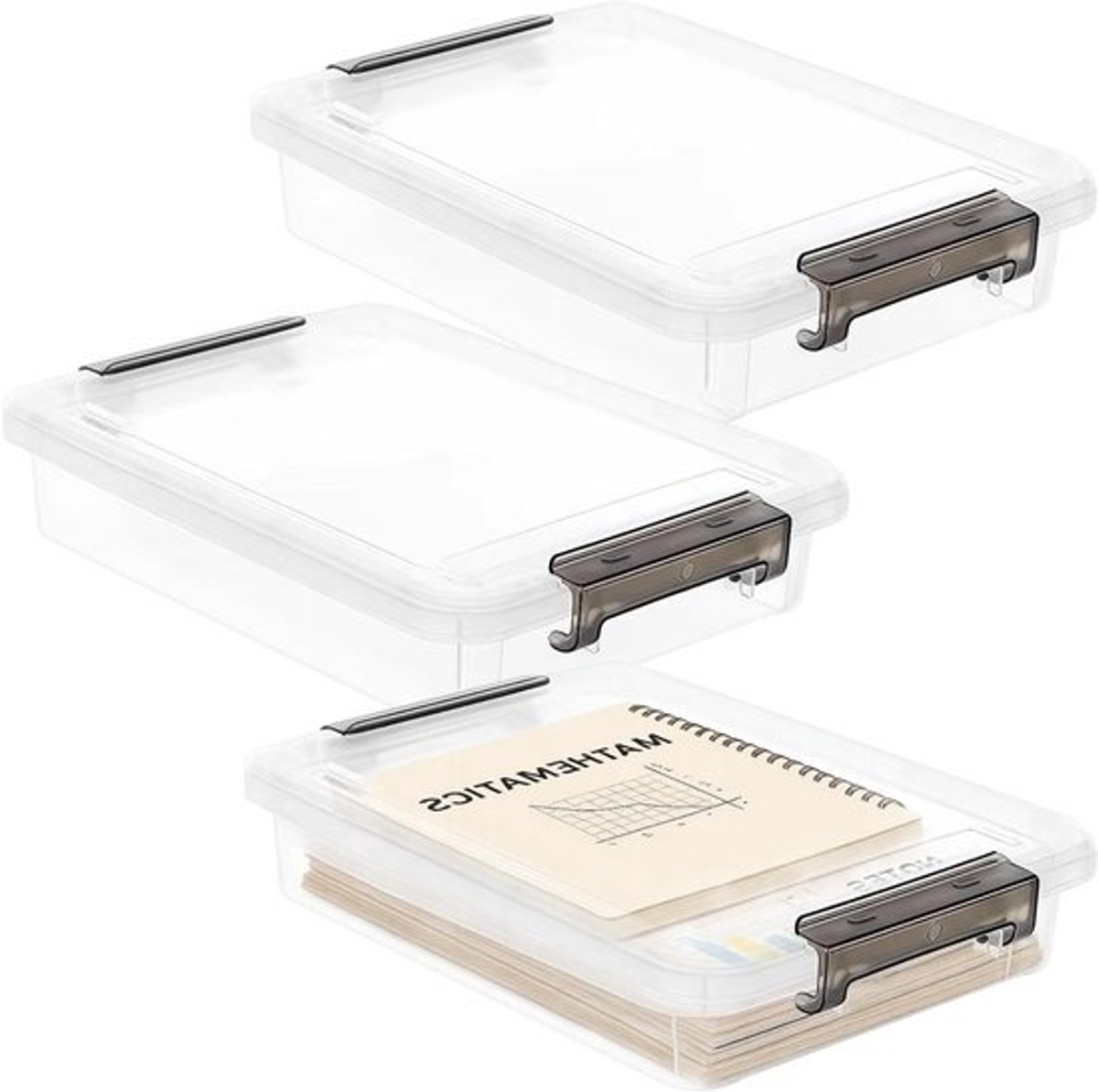 Opbergdozen - Archiefdozen Dossierbakken - Documenten Organiseren - Stapelbaar Transparant Plastic - A4 Formaat - Transparant