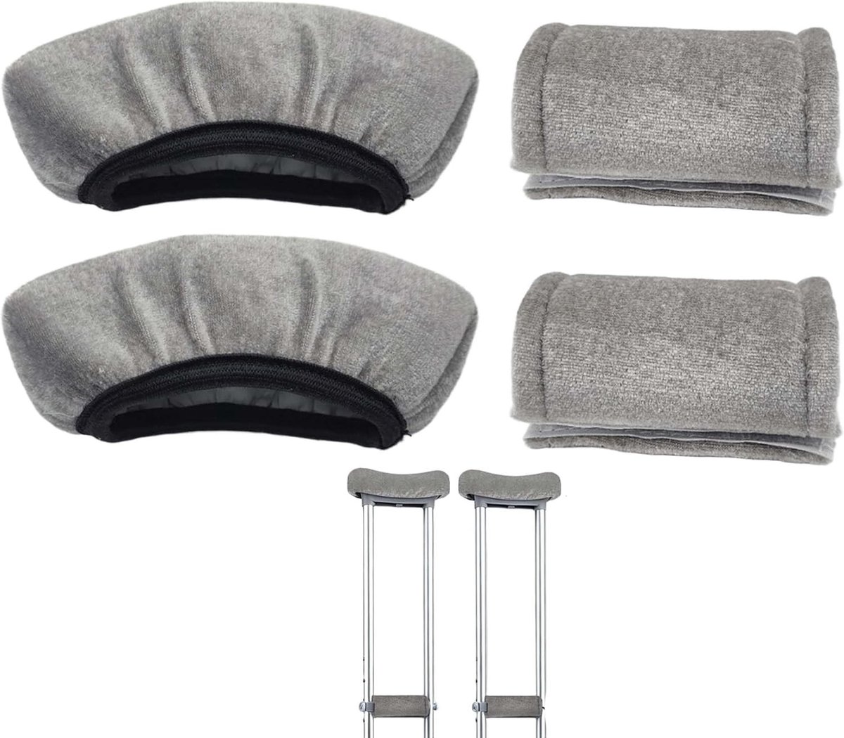 Rugkussens voor Oksels en Onderarmen - Antislip Pads en Flexibele Beschermhoezen, Grijs, Comfort en Ondersteuning voor Handgrepen