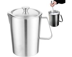 Melkopschuimerkan - Stoomkan Melkkan - Latte Cappuccino Maken - Nauwkeurige Maatverdeling - 2 Liter - Roestvrij Staal