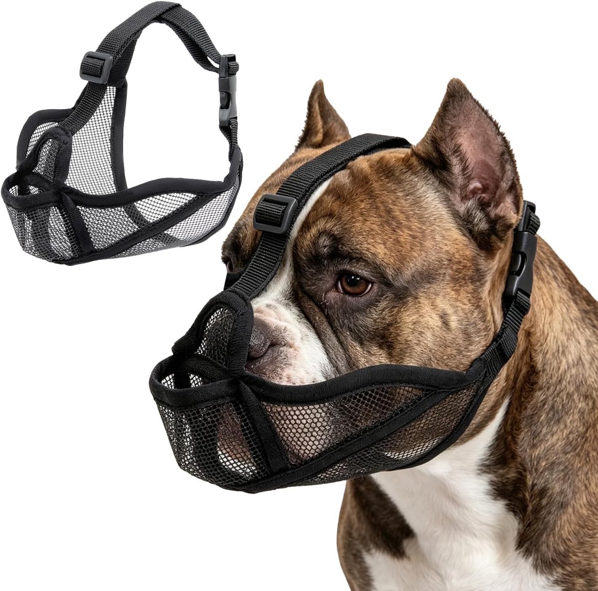 Zachte en Ademende Muilkorf voor Korte Snuit Honden, Verstelbaar en Anti-Scavenger, Geschikt voor Mops en Shih Tzu