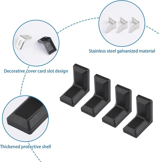 20 Stuks Plastic Hoekbeugels, Zwarte L-vormige Plankensteunen, Duurzame 90 Graden Hoeksteunen met Schroeven voor Meubels en Plankmontage — afbeelding 2