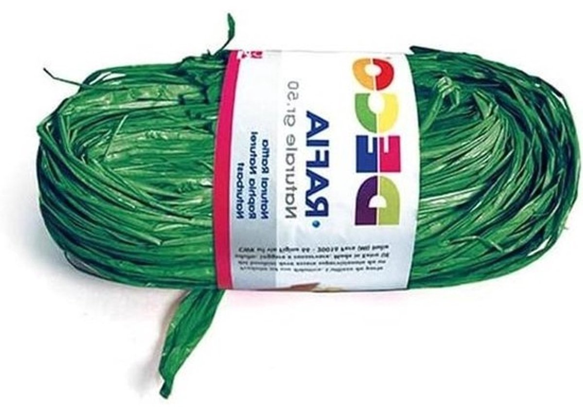 Raffia Versiering - Hobbymateriaal Cadeau - Geschenken Versieren - Natuurlijke Textuur - 50 g per rol - Kerstgroen