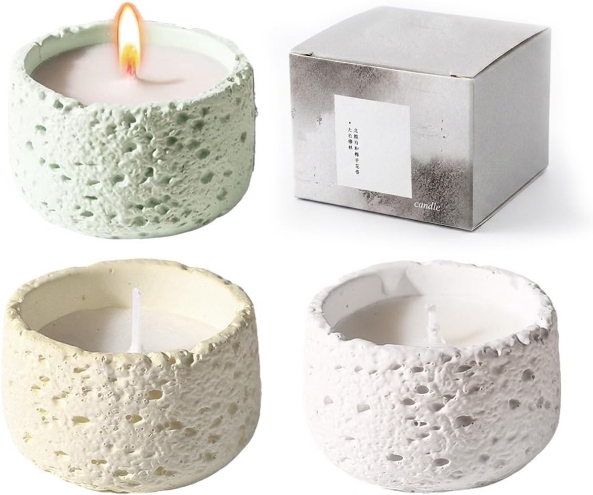 Set van 3 Geurkaarsen - Natuurlijke Aroma's van Jasmijn, Osmanthus & Groene Thee - Verfris de Lucht en Creëer een Ontspannen Sfeer voor Slaapkamer, Woonkamer en Kantoor