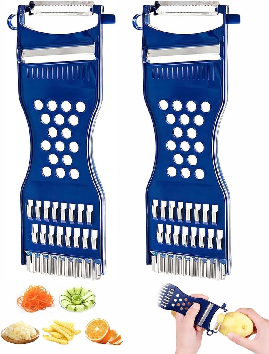 Multifunctionele 6-in-1 Groenteschiller en Snijder voor Eenvoudig Schillen, Snijden en Julienne van Fruit en Groenten