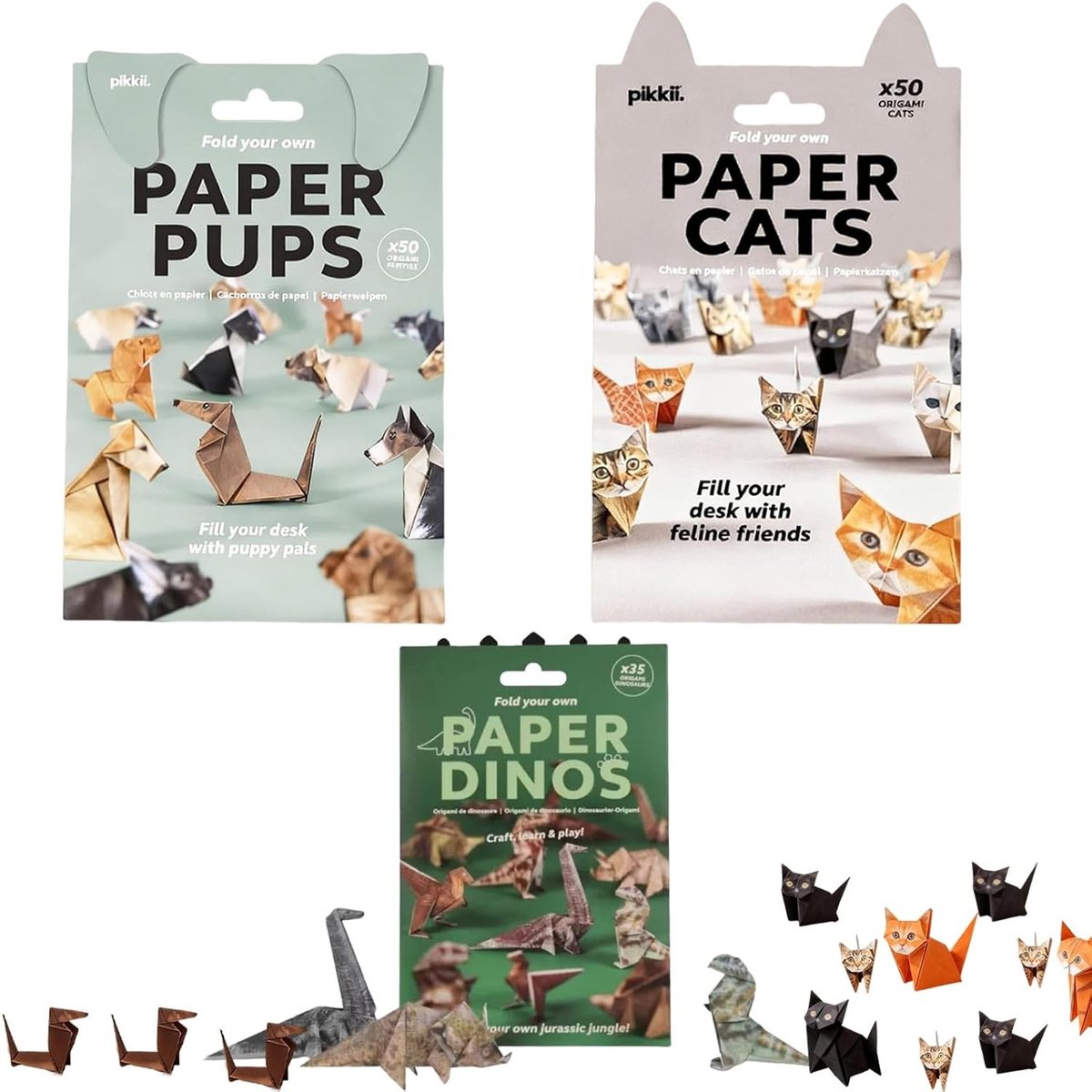 DIY Origami Set met 150 Vellen - Schattige 3D Dieren zoals Katten, Honden en Dinosaurussen - Perfecte Cadeau voor Dierenliefhebbers en Creatieve Projecten