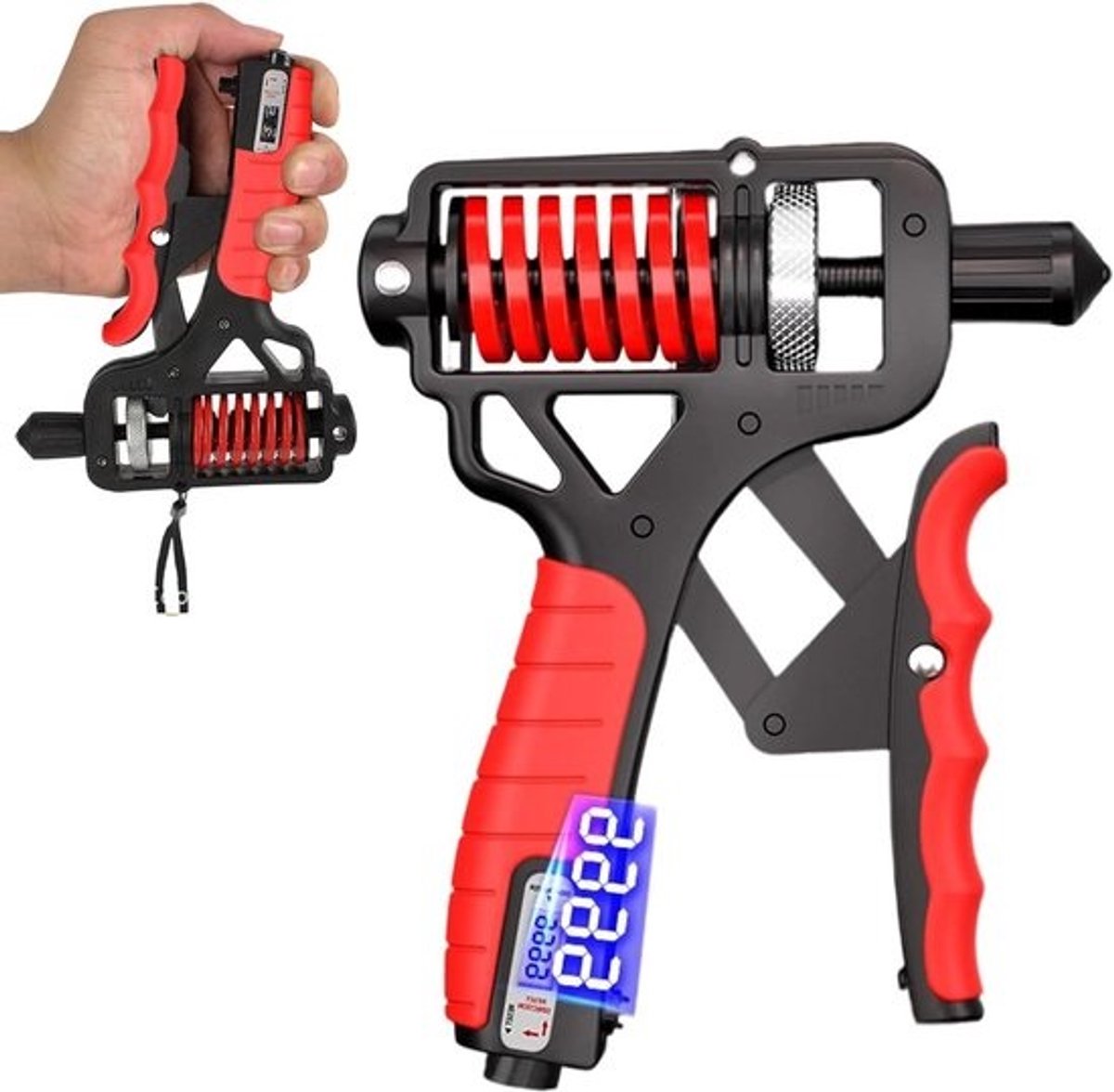 Handtrainer - Knijptrainer Gripversterker - Krachtopbouw Handen - Instelbare Weerstand - 5-165 kg - Rood