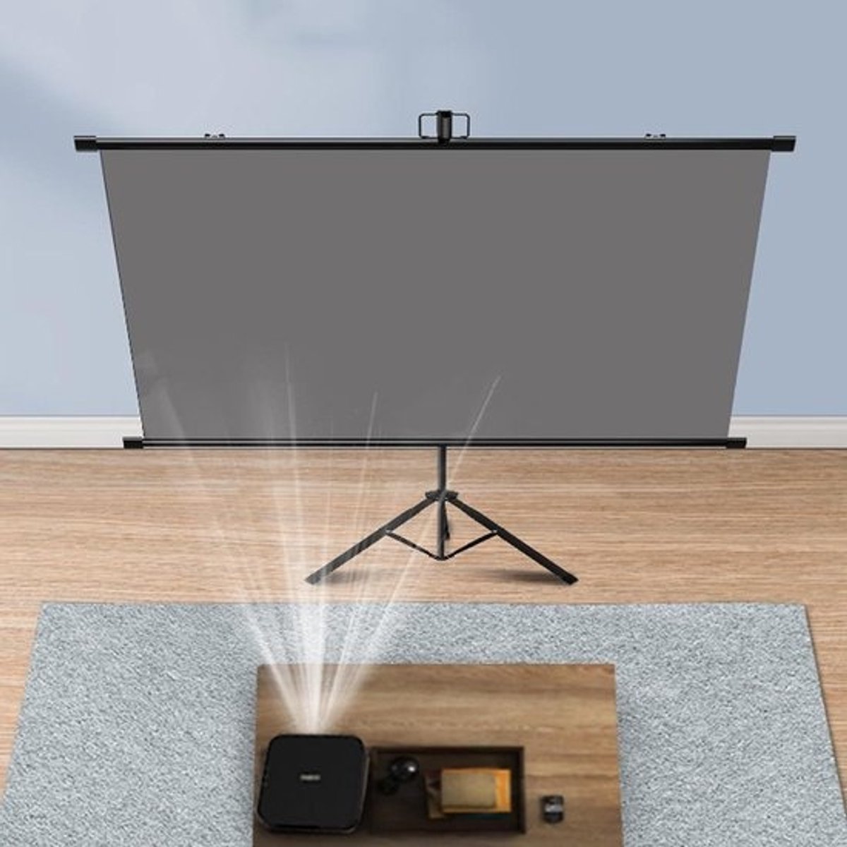 Projectiescherm met Standaard - Filmscherm Beamer - Thuisbioscoop Creëren - Draagbaar Scroll Ontwerp - 60 inch (16:9) - Wit