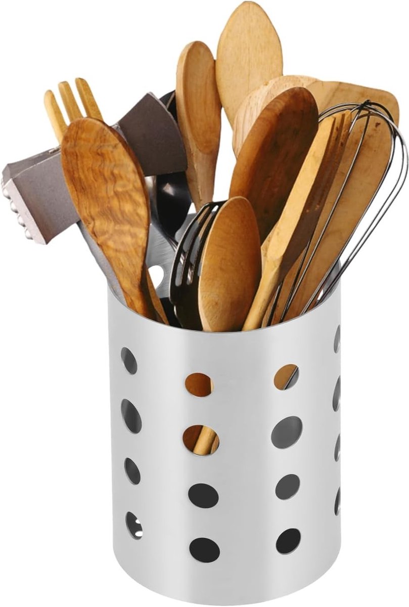 RVS Keuken Organizer voor Bestek, Kookgerei en Keukenaccessoires - 5.1 Inch Countertop Houder