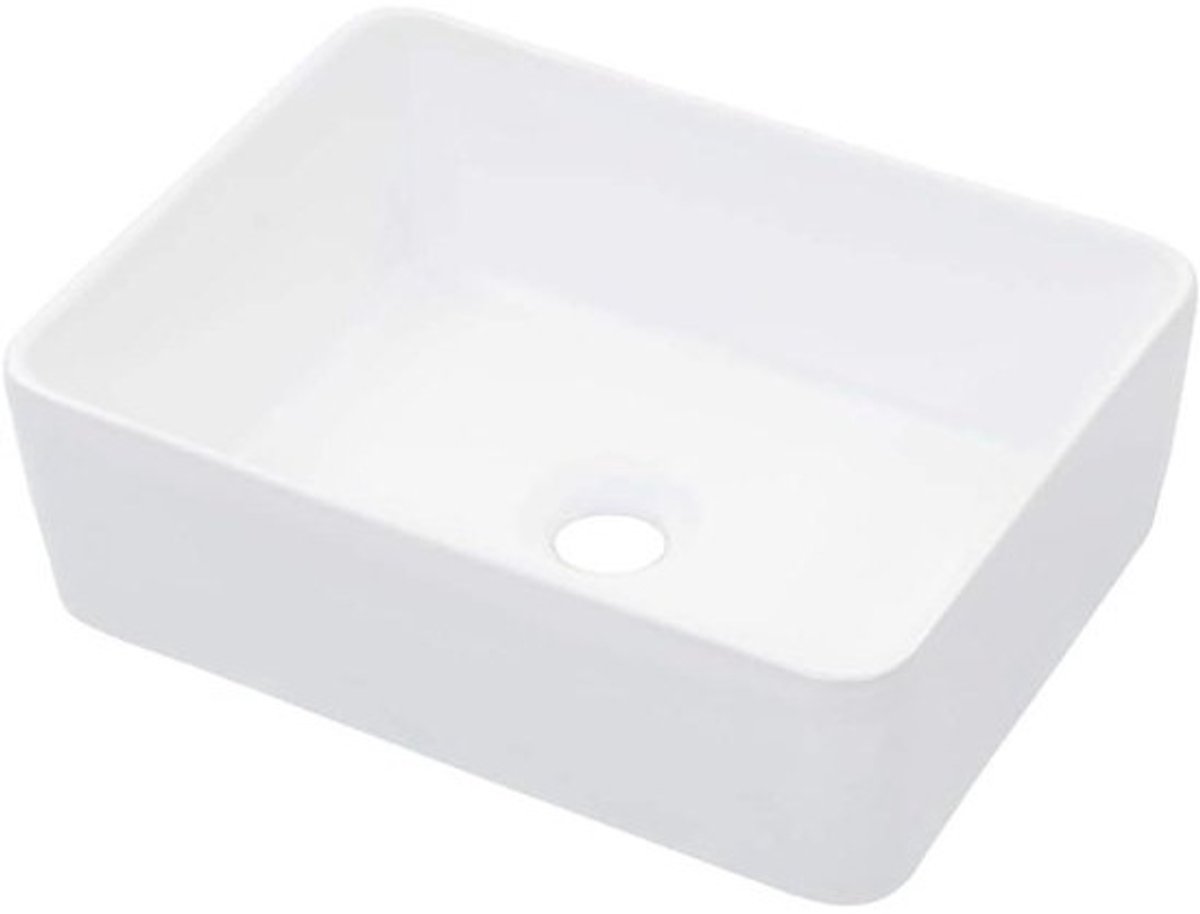 Keramische Wastafel - Waskom Badkamer - Badkamer Inrichten - Rechthoekig Design - 40 x 30 x 13 cm - Wit