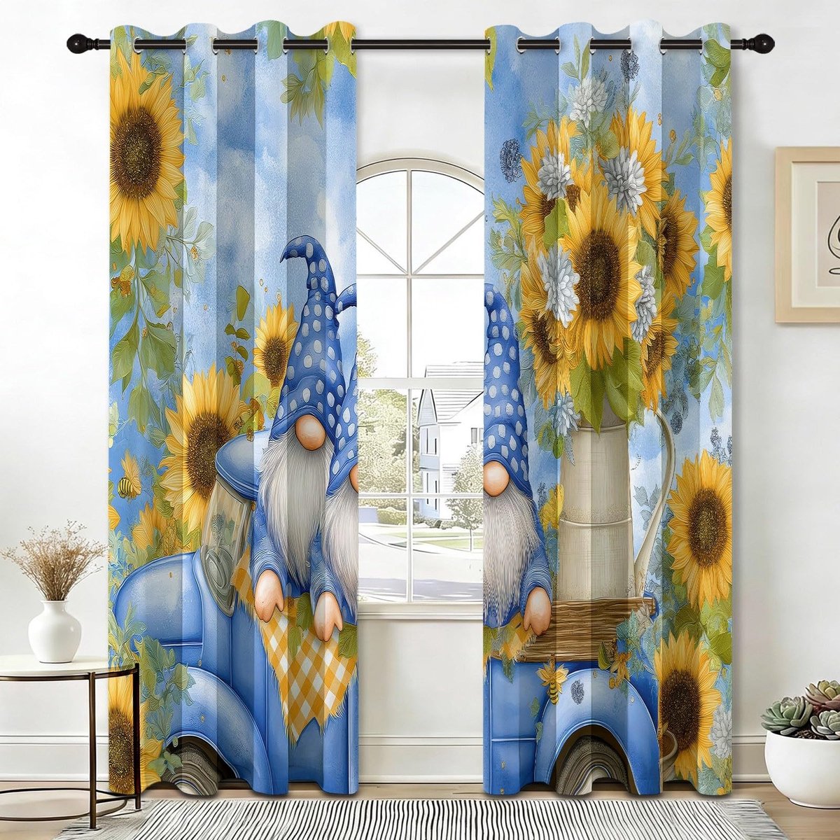 Verduisteringsgordijn - Zonnebloem vrachtwagen - 140 x 245 cm - 2 stuks - Blauw