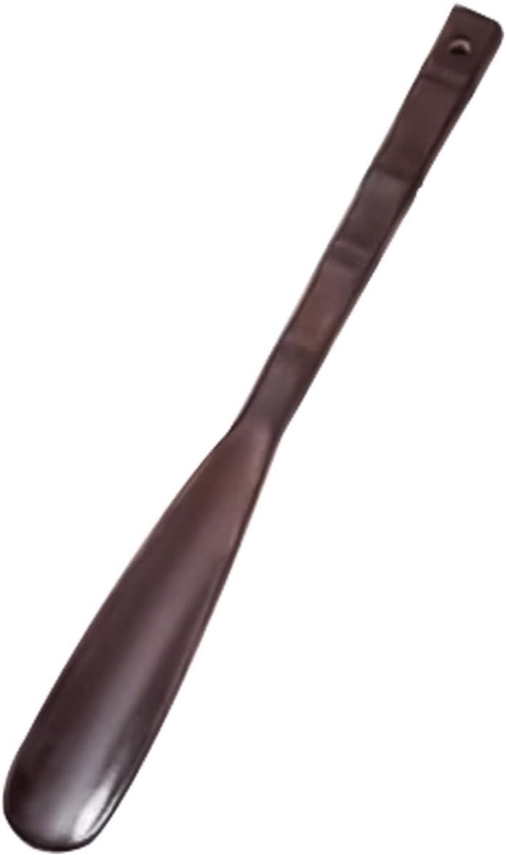 Houten Schoenlepel met Lange Handgreep voor Mannen en Vrouwen, Ideaal voor Ouderen, Natuurlijk Gepolijst met Ophangkoord, Comfortabel Schoenaccessoire voor Leer en Hakken, 32 cm