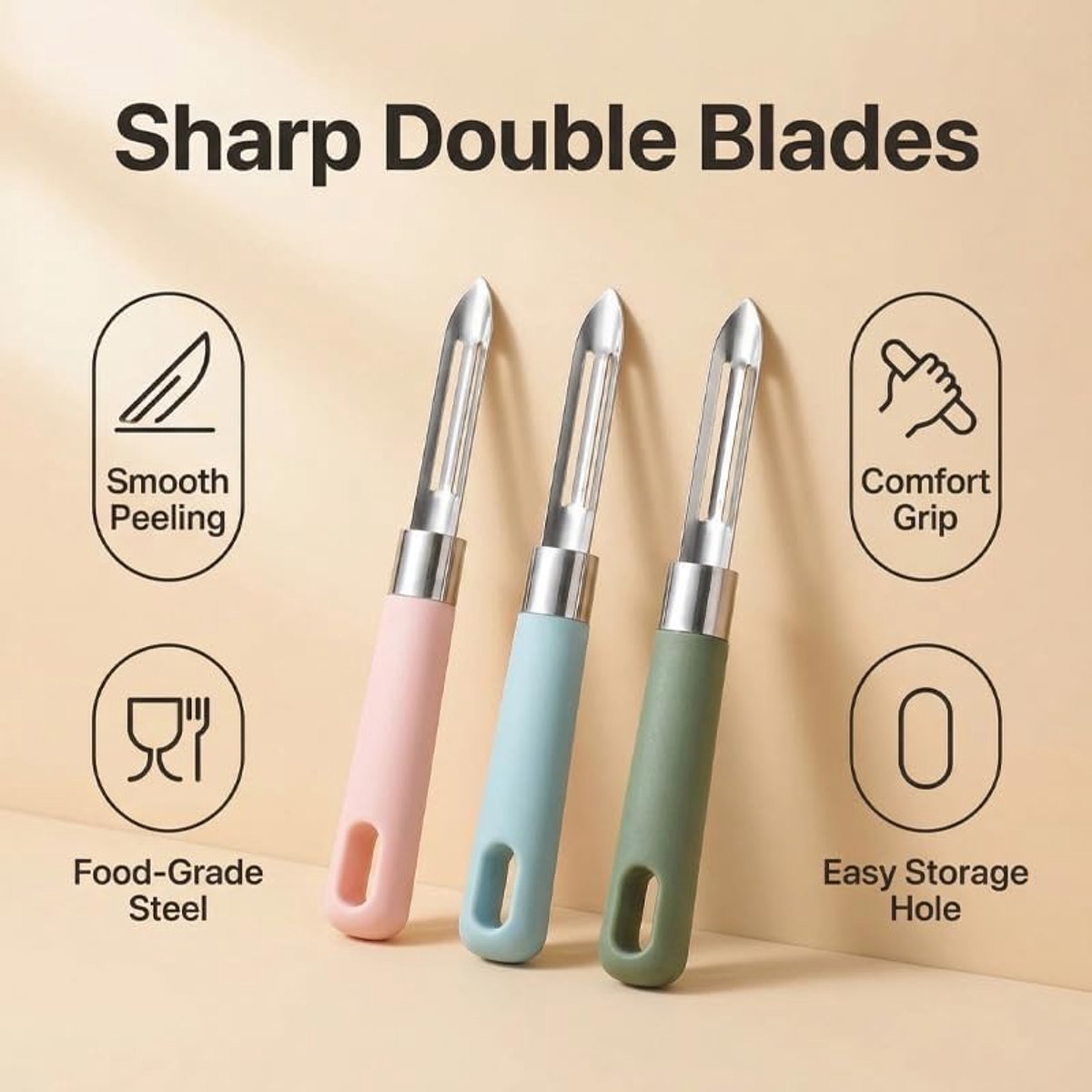 Set van Hoogwaardige Edelstalen Schillers voor Efficiënt Schalen van Aardappelen, Groenten en Fruit met Ergonomische Grip