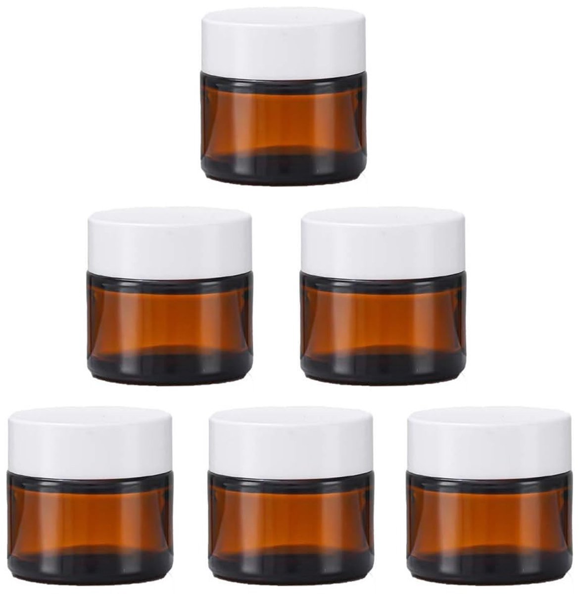 6-pack 2 oz Amber Glas Jars - Cosmetische Opbergcontainers