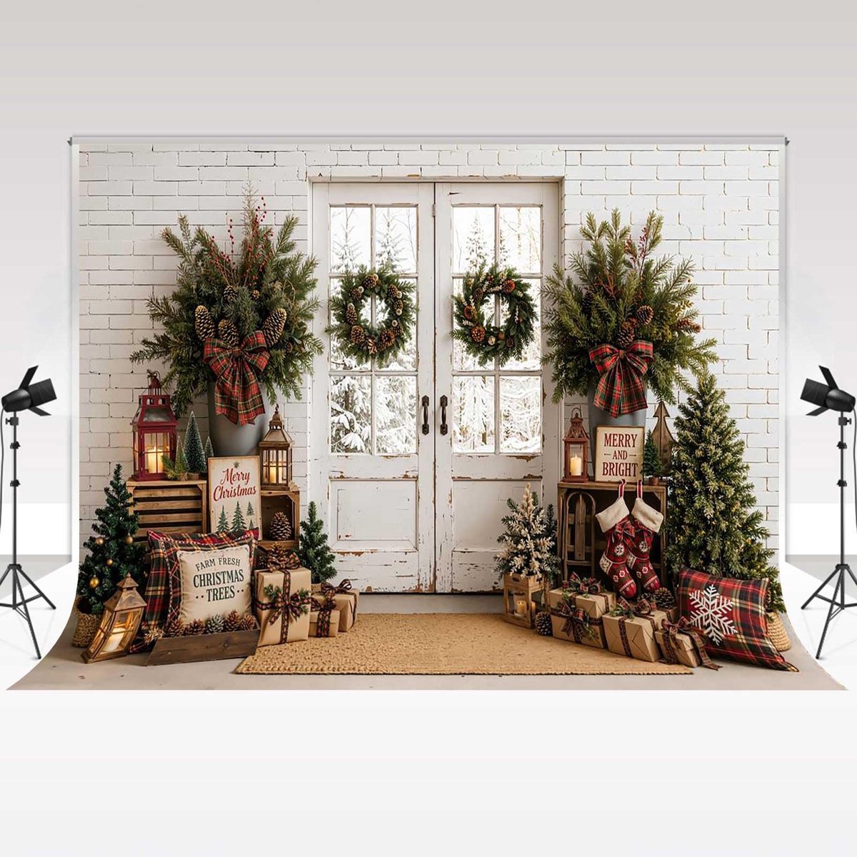 Fotografie Achtergrond - Kerst Witte Deur 3x2m