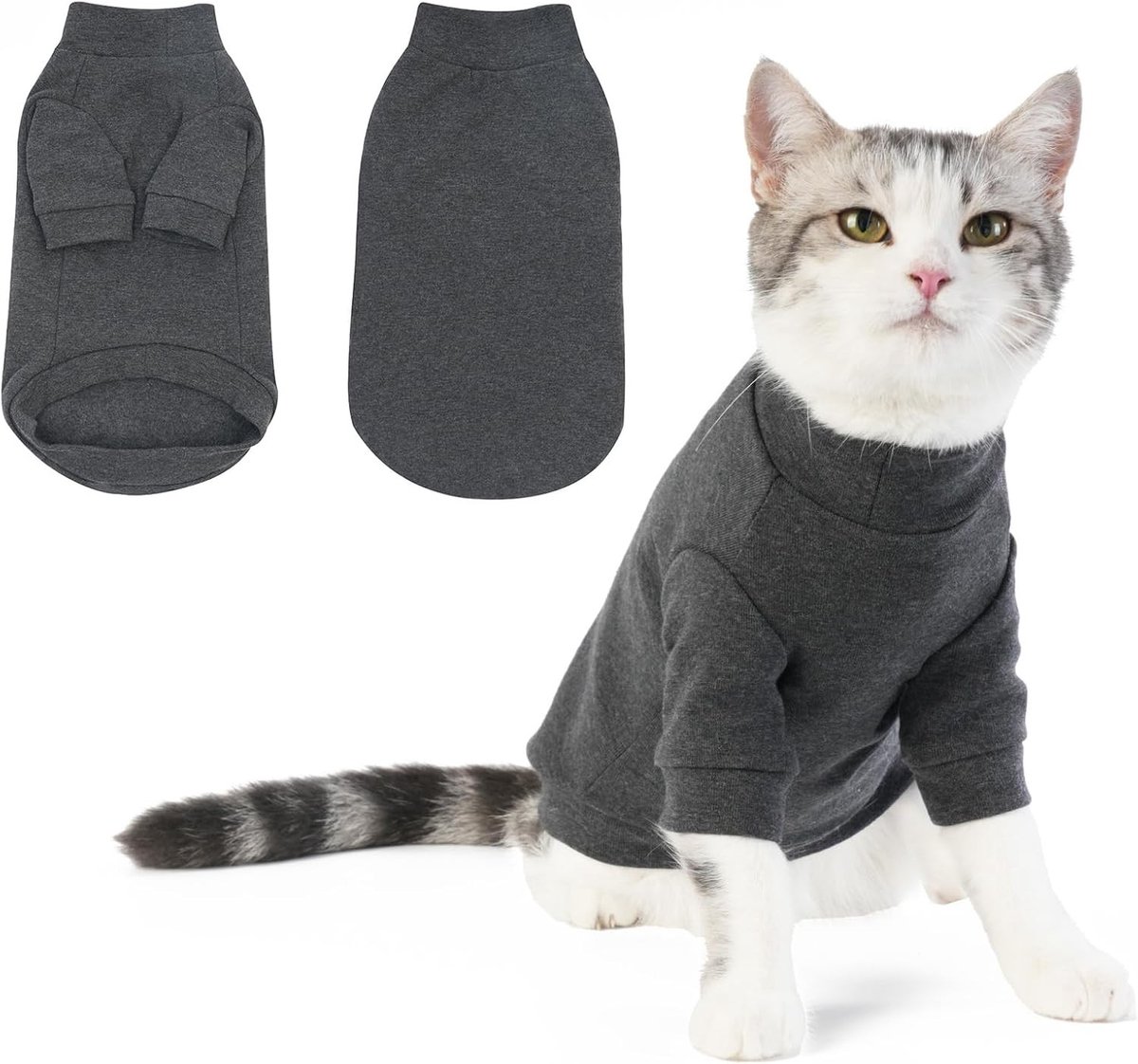 Warme kattentrui voor de winter, rekbare kattenpyjama's voor Sphynx en haarloze katten, zachte en comfortabele kattenkleding