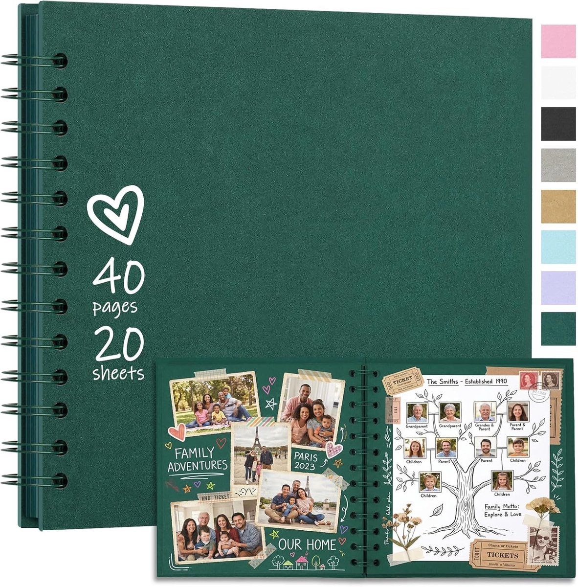 DIY Fotoalbum voor 40 Pagina's - Hard Cover Kraft Papier Spiral Album Cadeau voor Bruiloft en Verjaardag