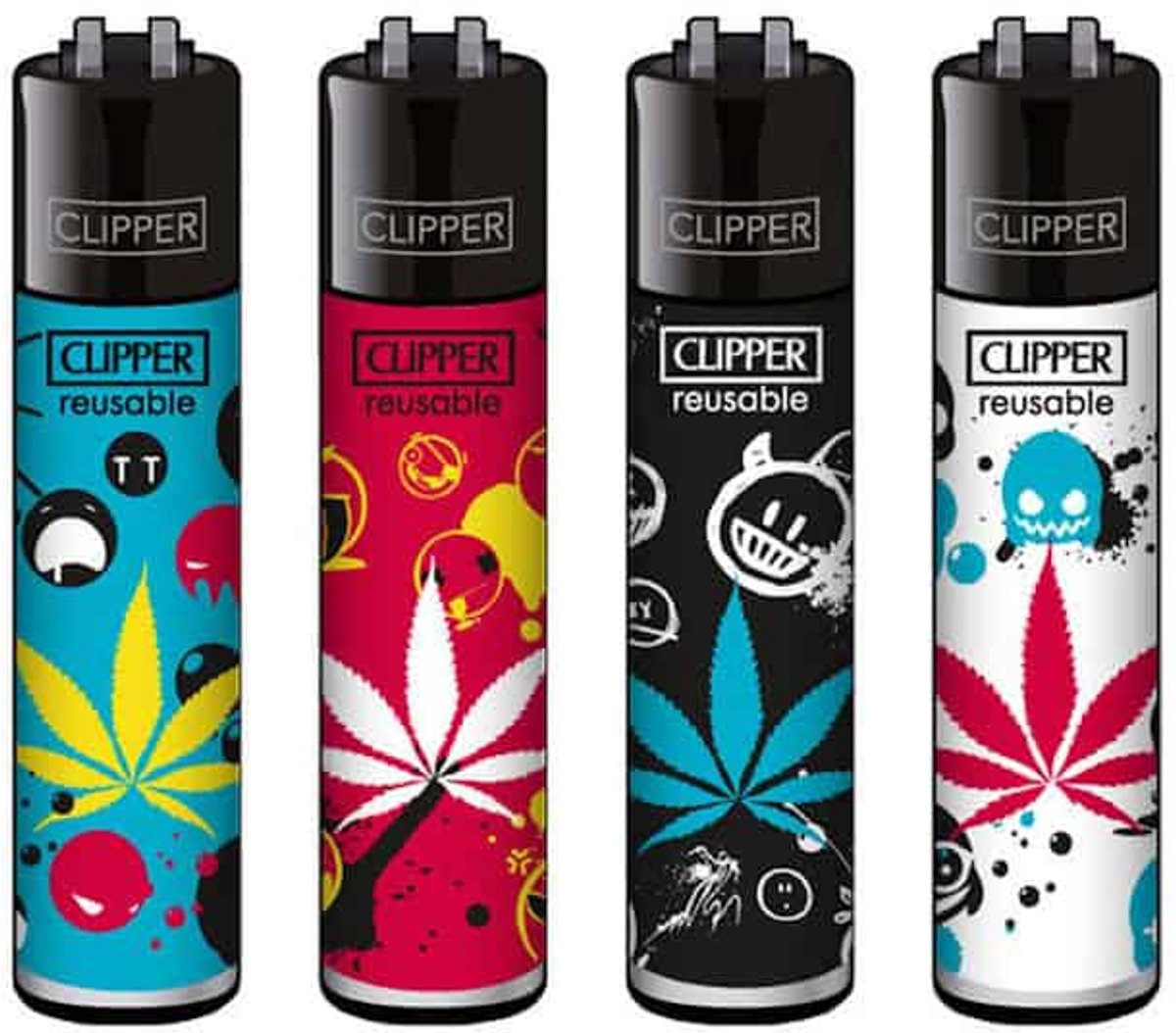 Clipper Classic Large Aanstekers "Bad Smiley" (4 Stuks)