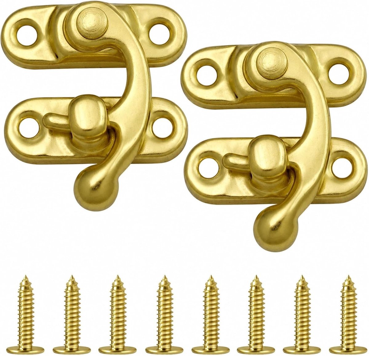 2 Stuks Snelsluiting Vintage Kist Slot - Kleine Haken, Haaksluiting en Metalen Bevestiging voor DIY Houten Dozen, Sieradenboxen en Wijnkisten (Goud)