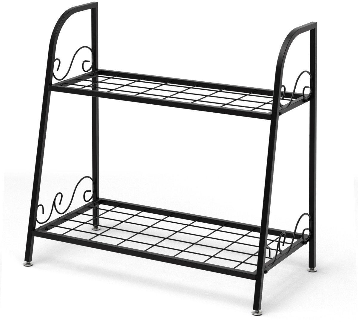 SureDeal® - Tuinier - Laags Metalen Plantenstandaard - Buiten Plant Plank - Display Plank Bloempot - 63x30,5x61,5 cm - Zwart