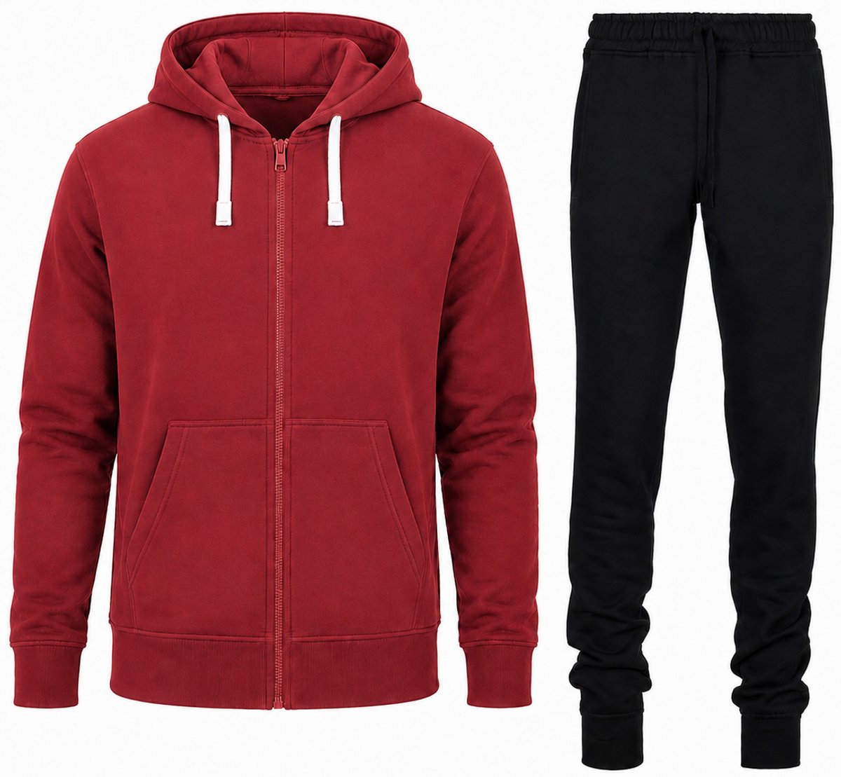 Trainingspak Heren met Rits - Joggingpak Heren met broek - Rood - M