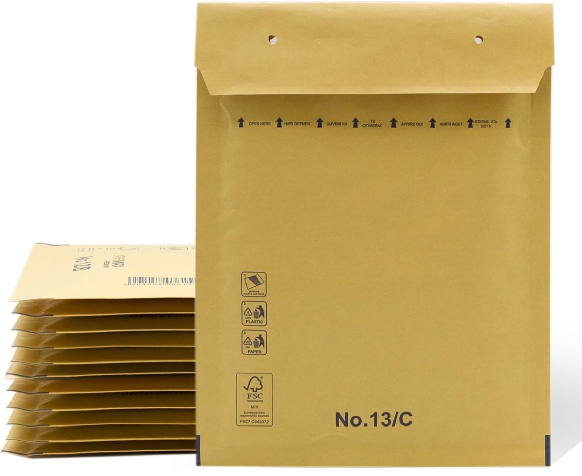 Verpakte Kraft Paper Enveloppen - Zelfklevend - 100 Stuks