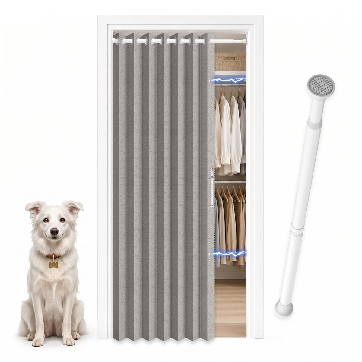 Vouwbare Magnetische Deur - Geen Boren - 203 x 190 cm - Grijs