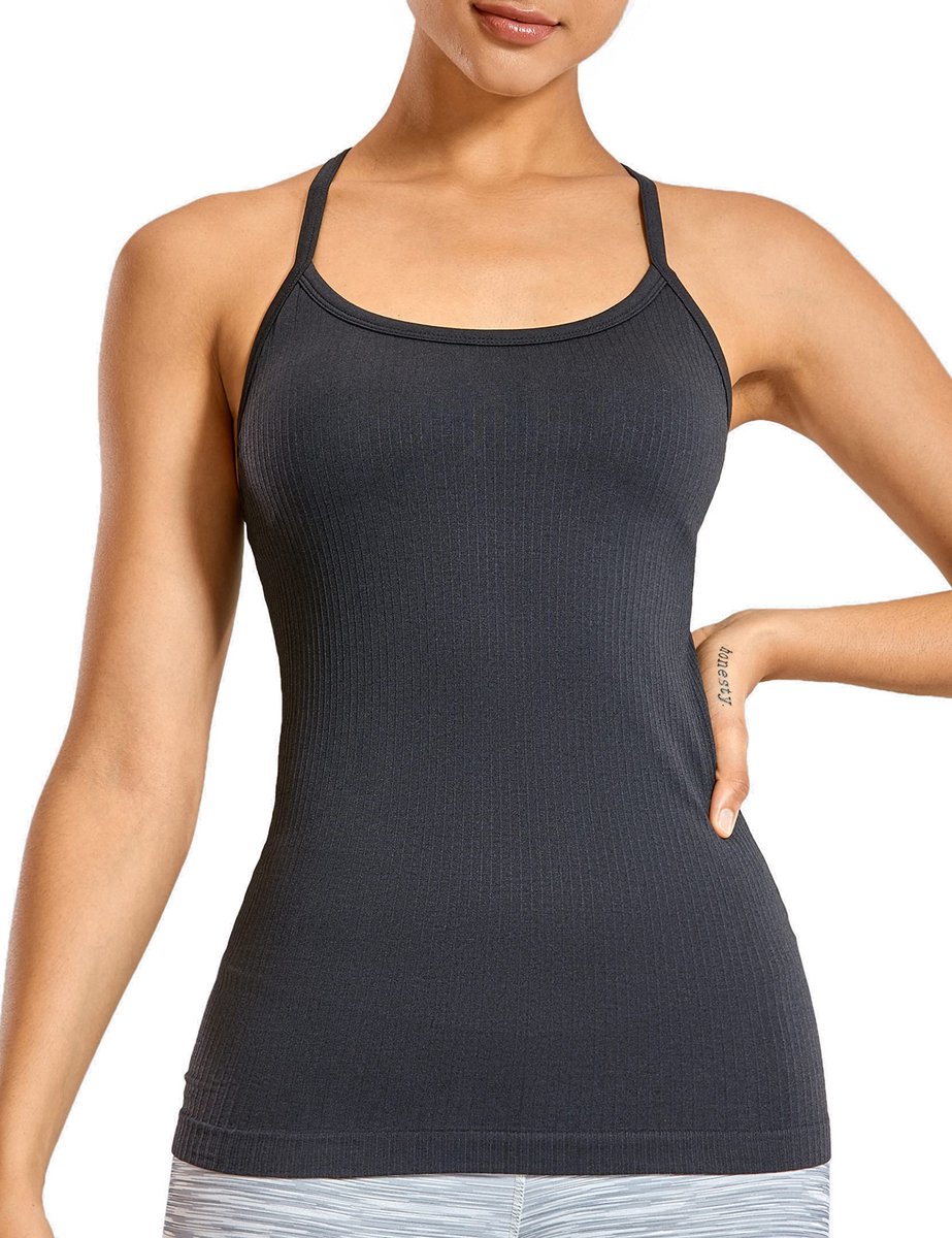 Naadloze Tanktop met Y-rug - Ademend en Lichtgewicht - Donkergrijs