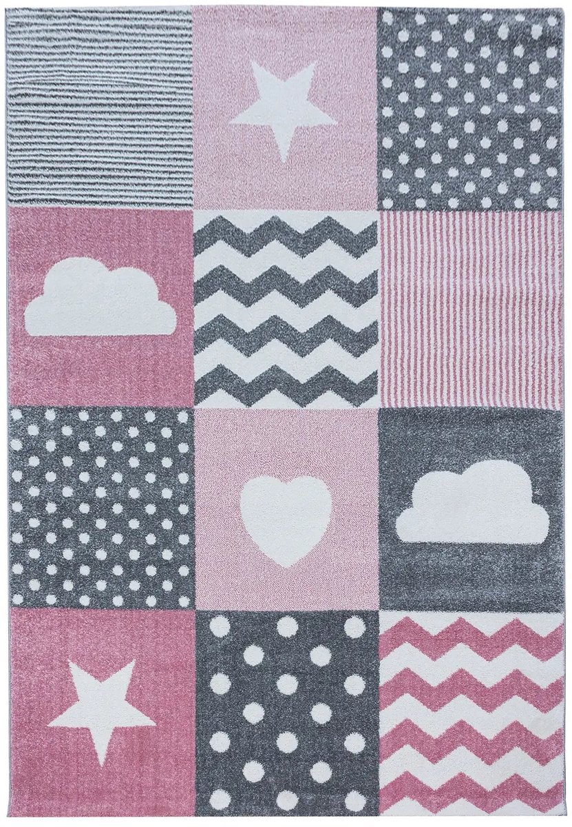 Dutch XXL Kindervloerkleed | Tapijt | Kids | Blokken | Roze | 120x170 cm