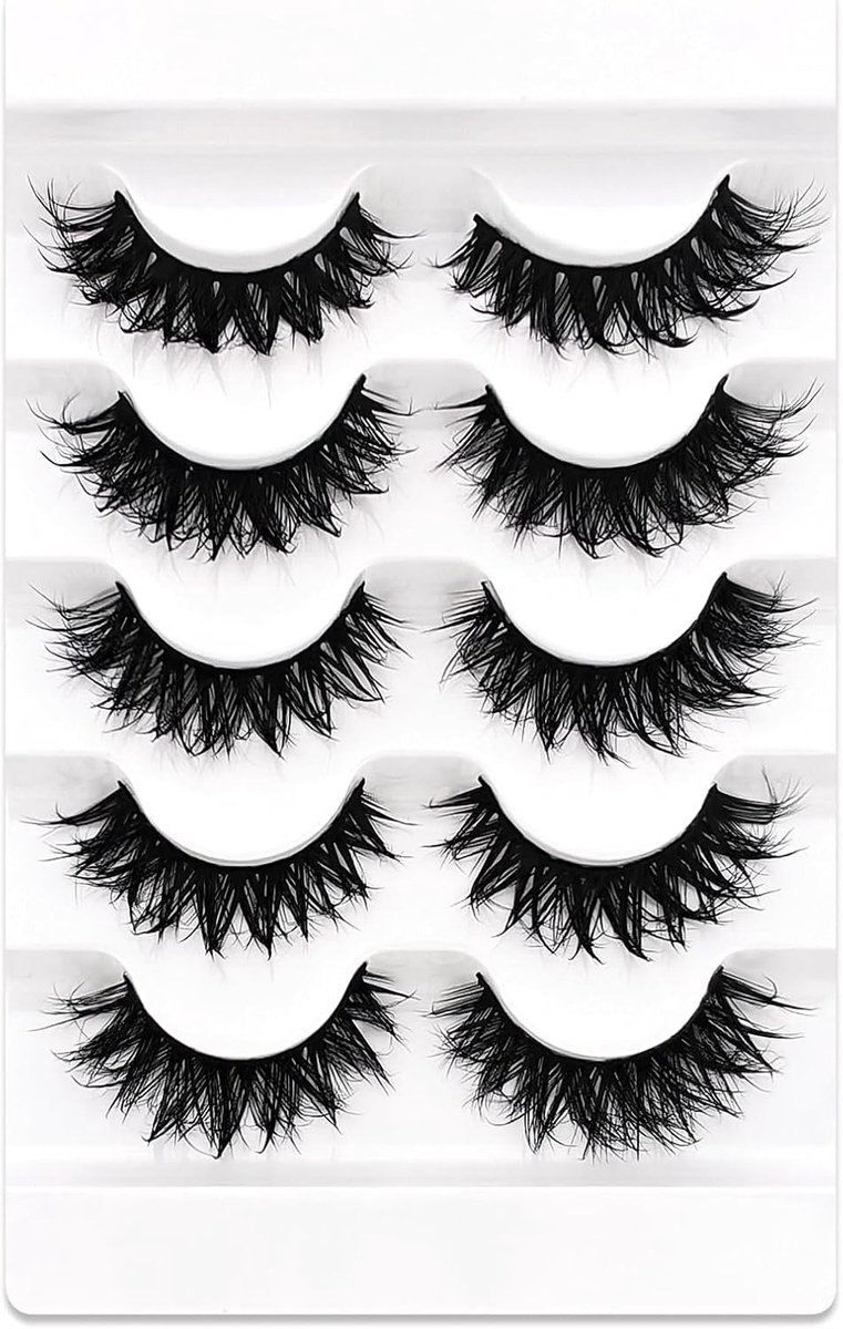 Manga Wimpers voor Cosplay en Anime, D-Curl Cat-Eye Look, 20 mm Lange Spiky Wimpers, 5 Paar Dramatische Kunstmatige Mink Wimpers