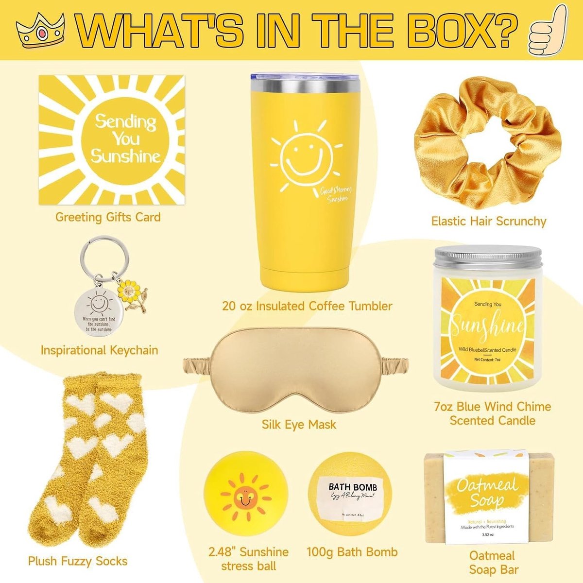 Wellness Cadeauset voor Vrouwen, Verzorgingspakket voor Moeders, Vriendinnen en Grootmoeders, Inspirerend Verjaardagscadeau met Geel Thema