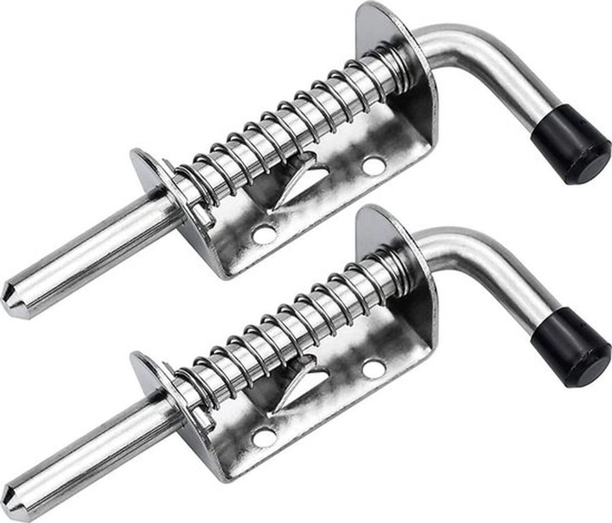 2 Stuks - Opleg Grendelslot - 128 mm - Overvalslot - Veerbouten voor Poorten - Veerbelaste Boutvergrendeling - Veerbelast Grendelslot - voor schuurdeuren - Garage vloersloten