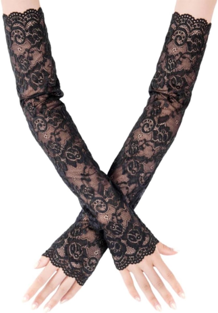 Elegante Lange Kanten Handschoenen voor Bruiloft - Perfecte Accessoires voor Vrouwen en Meisjes, Bruidsfeest en Feestkleding