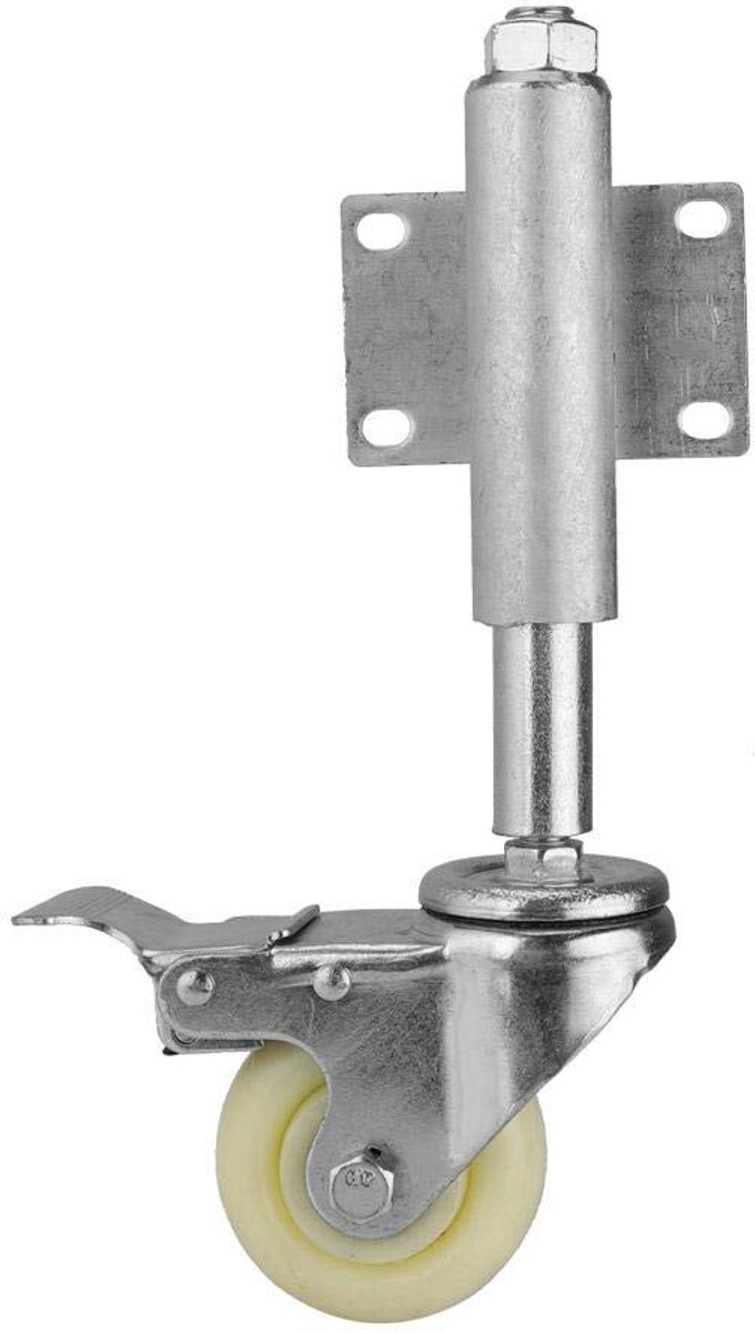Zware Duurzame Nylon Poortwiel met Rem, 3 Inch, 220 lbs Draagvermogen, Voorzien van Veer en Zwenkfunctie