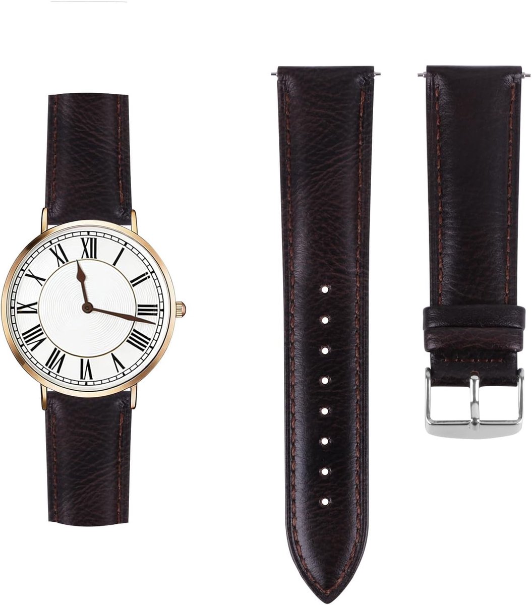 Comfortabele leren armband voor 20 mm en 22 mm horloges, heren en dames, met snelsluiting en stijlvol ontwerp