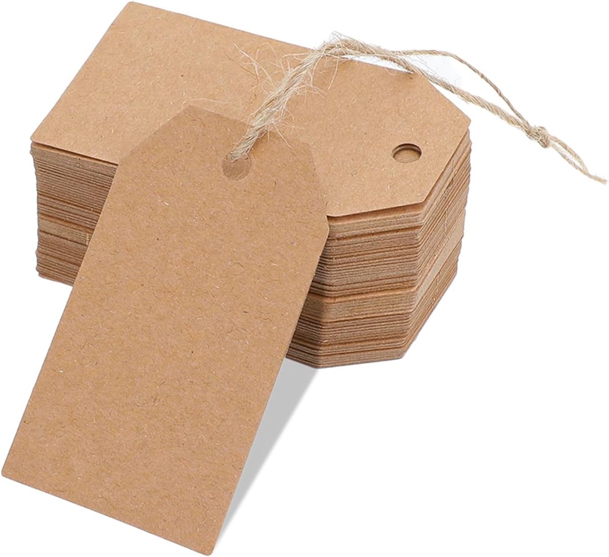 100 Stuks Prijslabels 7x4cm Kraft Papier Hangers voor Kleding, Sieraden en Markten - Perfect voor Cadeaus en Verkoop