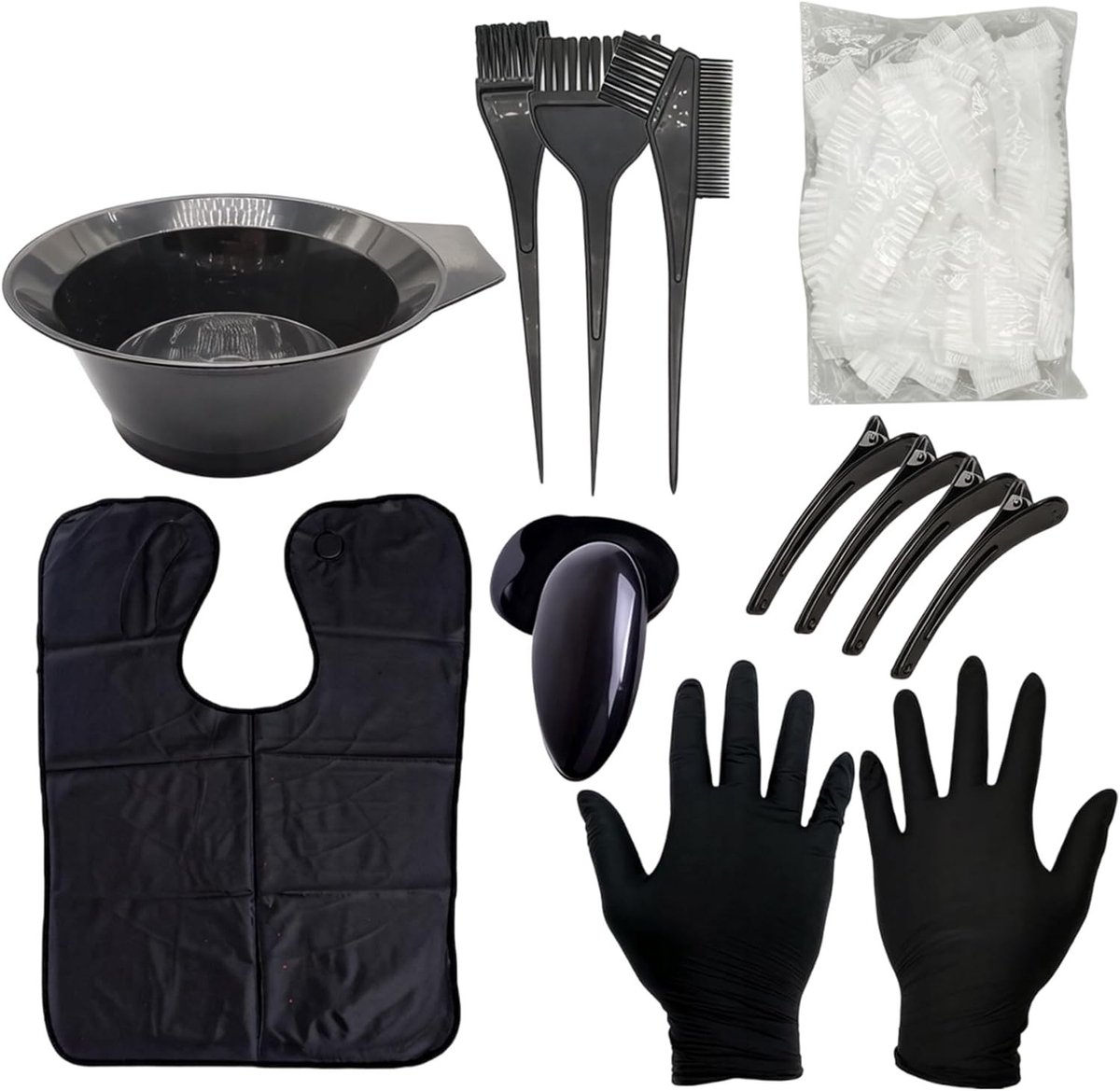 Complete Haarverf Set met Kam, Schaal, Handschoenen, Oordopjes en Borstels voor Salons en Thuisgebruik
