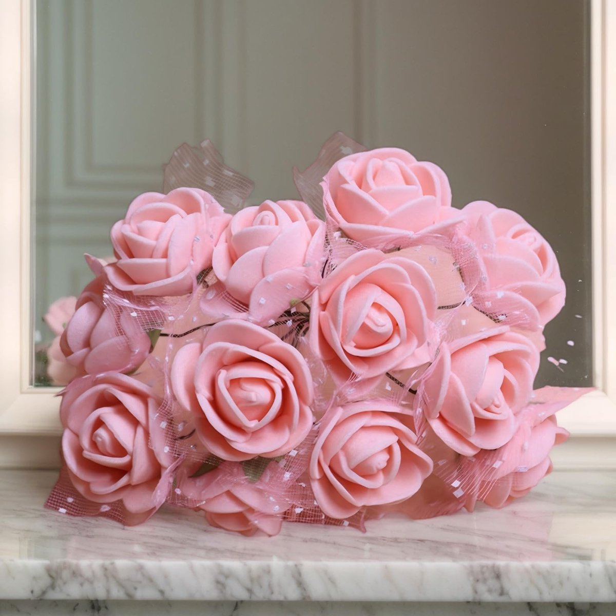Mini Rozen voor Knutselen - Kunstbloemen in Roze, 144 Stuks