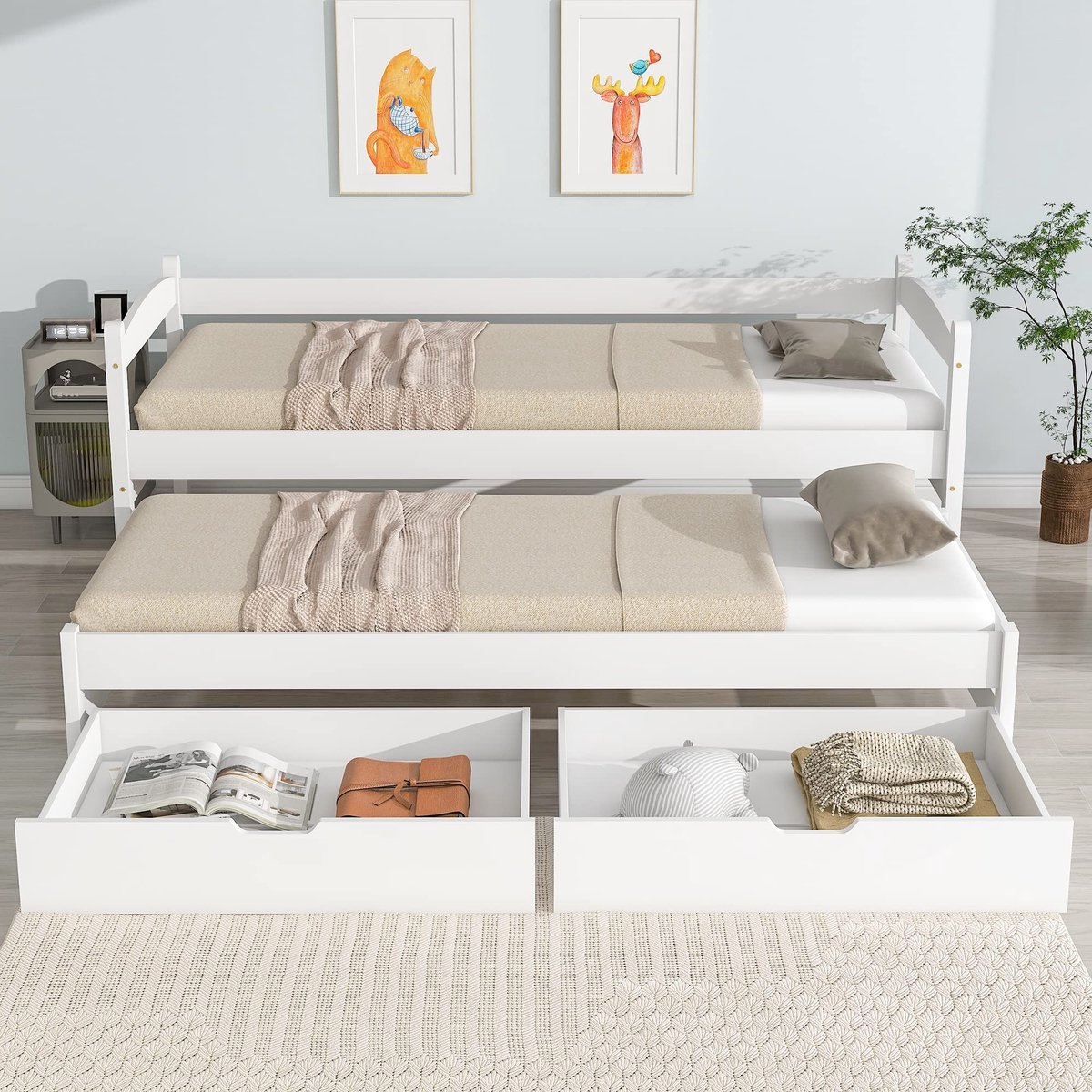 Dagbed met Laden - Massief Houten Frame - 200 x 90 cm - Wit