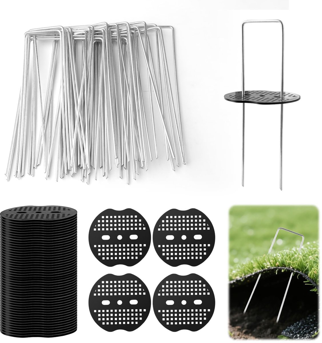 Grondankers Set - 50 Stuks Met Wasmachines - Voor Tuin en Kunstgras