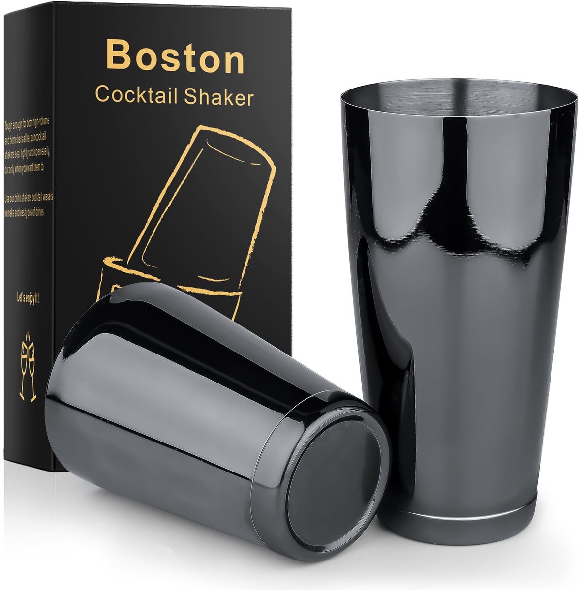 Boston Shaker Set - 2 Delige Roestvrijstalen Cocktailshaker - Zwart