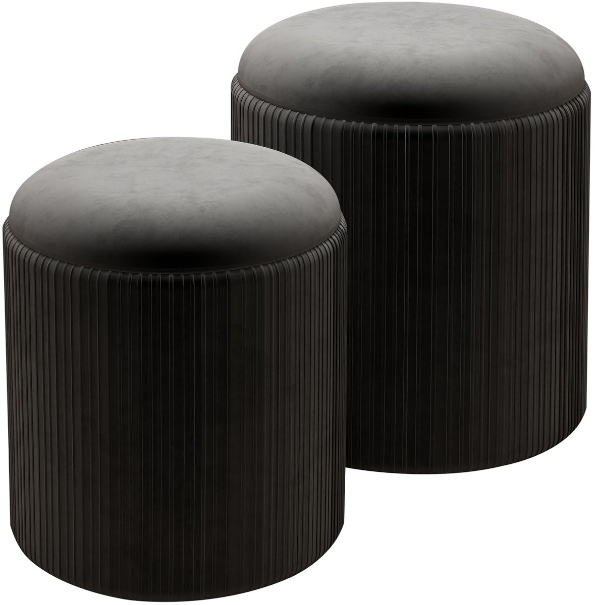 Set van 2 Ronde Opbergpoefs - Multifunctioneel in Velvet