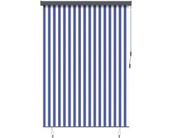 vidaXL - Rolgordijn - Blauw - en - Wit - 180 - x - 250 - cm - Stof - en - Aluminium