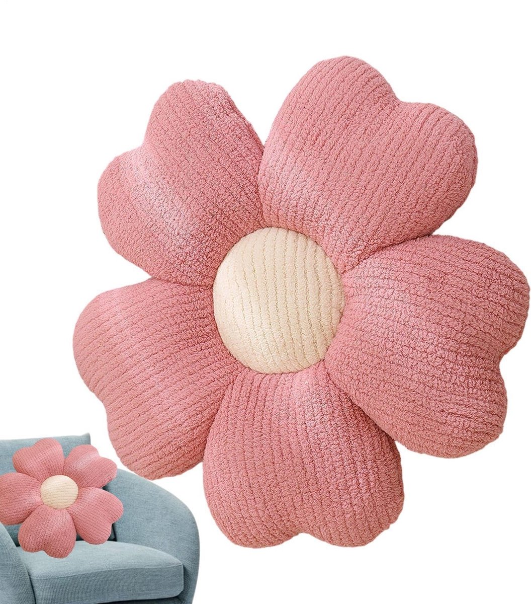 Groot Bloemblad Kussen - Decoratief Pluche Kussen Roze