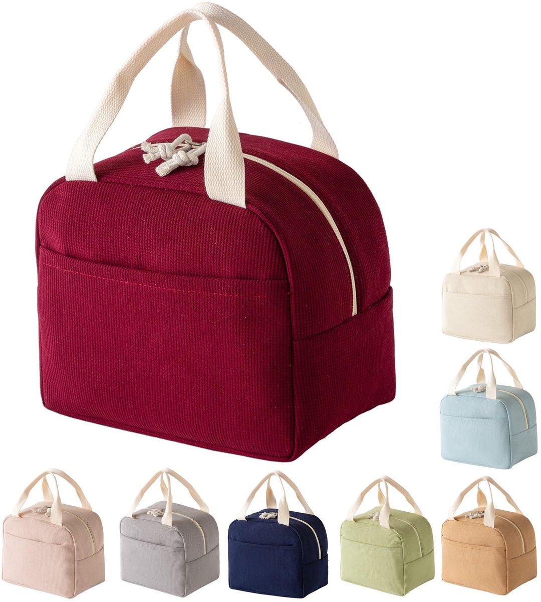 Corduroy Lunchtas - Opvouwbaar en grote capaciteit