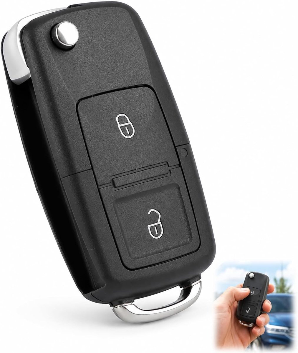 Sleutelbehuizing met 2 knoppen voor Golf, Passat, Bora, Touran, Polo en Transporter - Vervangende afstandsbediening met inklapbare behuizing en lemmet, auto accessoires