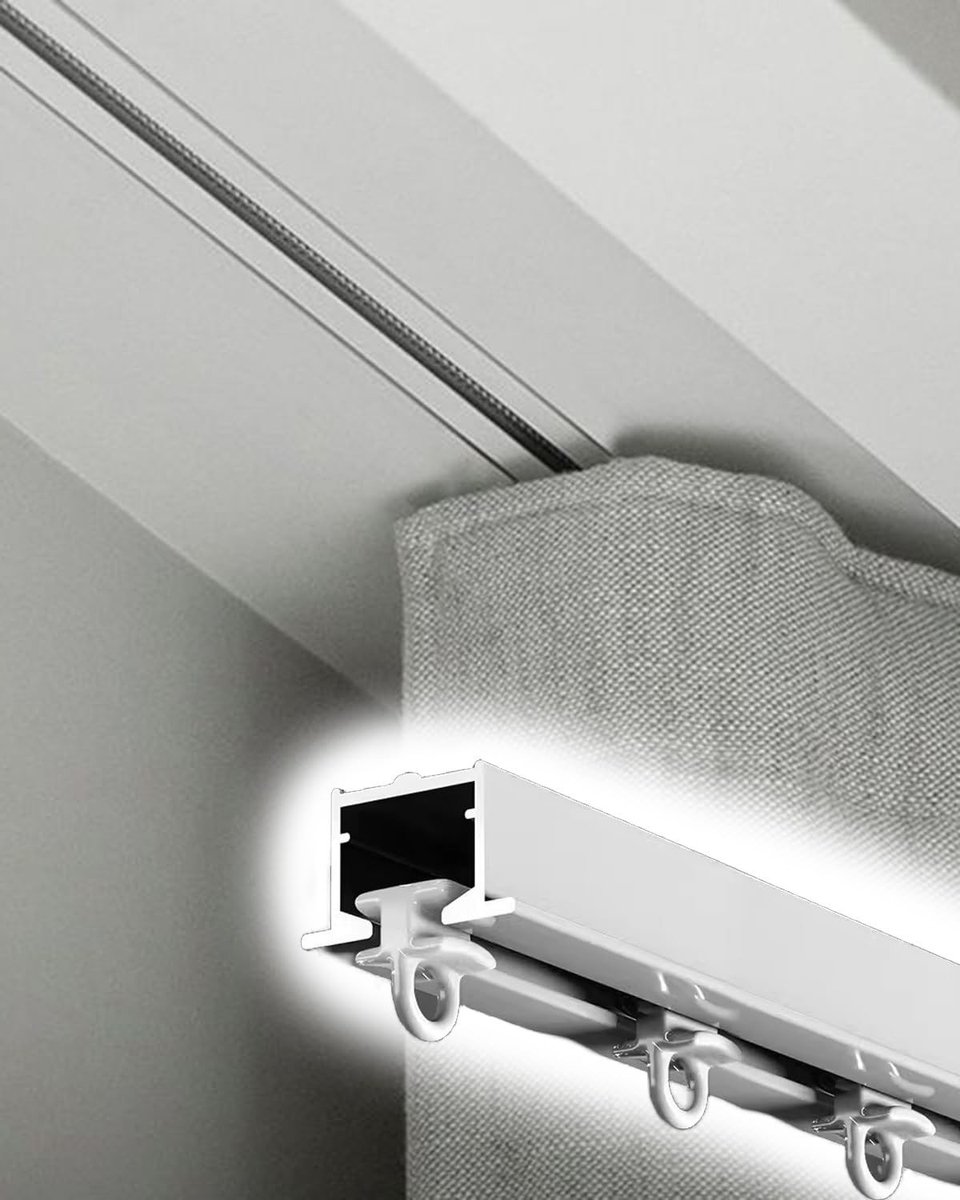 Gordijnrails - Verzonken aluminium rails - 750 cm - Wit