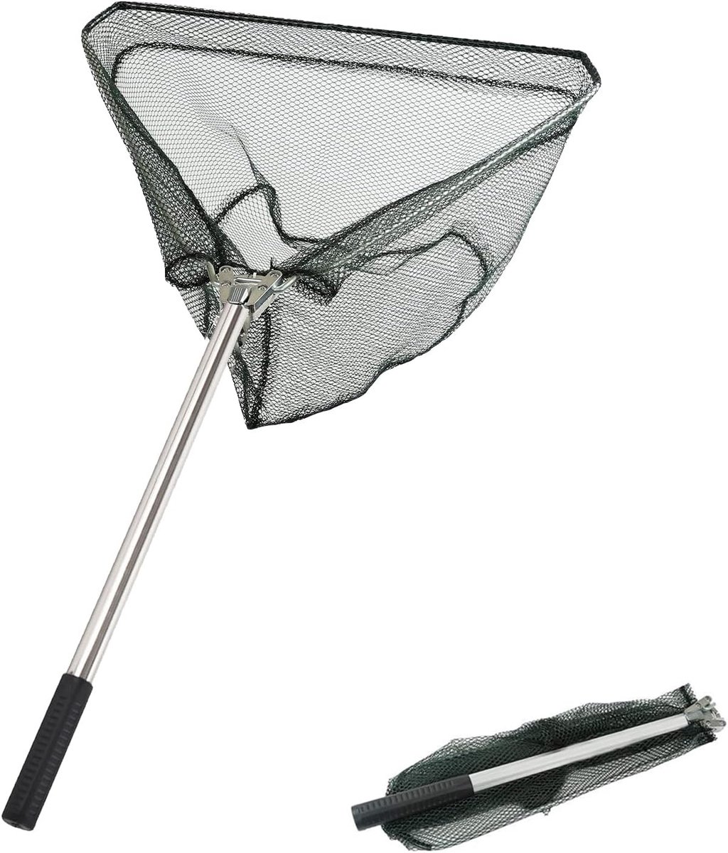 SnelShoppen - Vissersnet 50cm - Roestvrij Staal, Rubber, Duurzaam Nylon Net - Vouwbaar - Voor Volwassenen en Kinderen - Ideaal voor Vijvers en Recreat