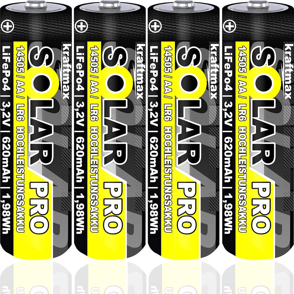 SnelShoppen - 4-pack Mignon AA Accu's - Oplaadbare LiFePo4 Batterijen 3.2V - Ideaal voor Solar Tuinverlichting, Sfeerverlichting en LED Lichten
